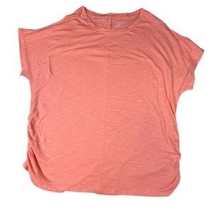 Lane Bryant Womens Peach Ruched Side Cold Shoulder Tee Short Sleeve Size 18/20